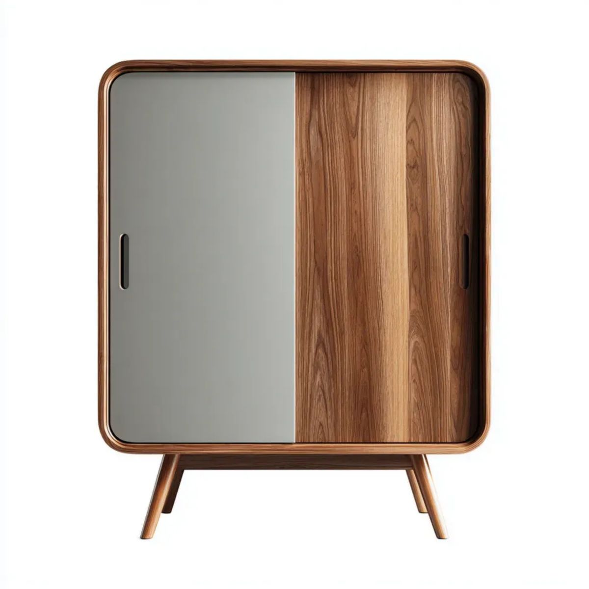 Szafa do przechowywania z 2 drzwiami przesuwnymi, orzechowa i szara, MDF, 100 × 45 × 150 cm