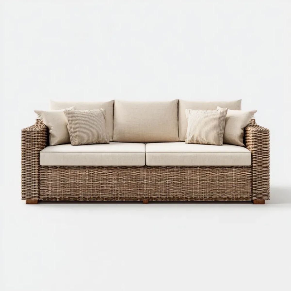 Trzyosobowa sofa ogrodowa z technorattanu beżowo-brązowa 210 x 85 x 85 cm