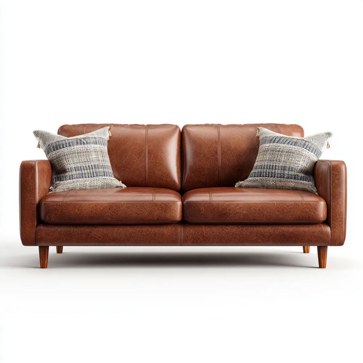 Sofa 2-osobowa brązowa ze skóry syntetycznej PU, 220 x 90 x 88 cm
