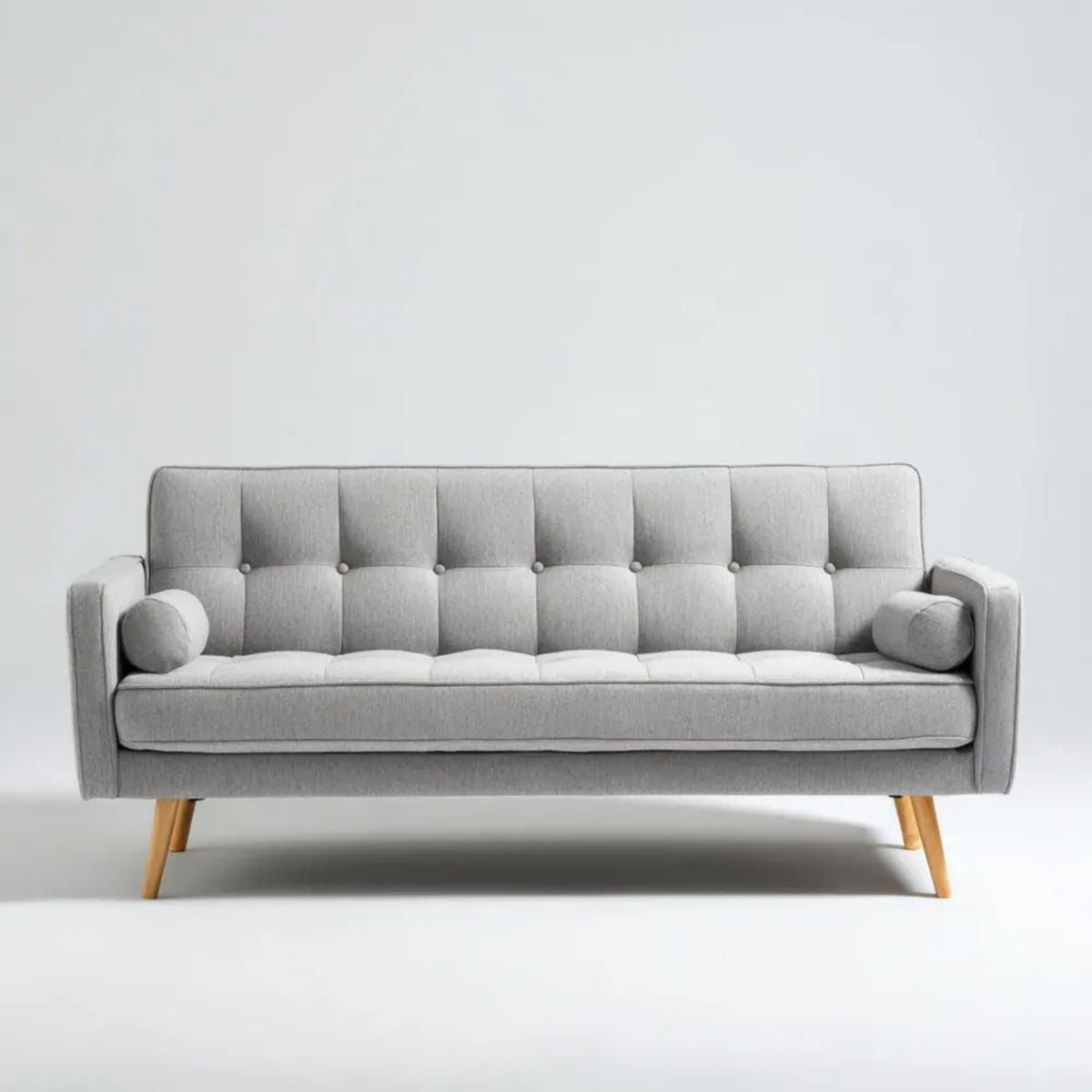 Trzyosobowa sofa tapicerowana szara z poliestrową tapicerką, 200 × 86 × 88 cm