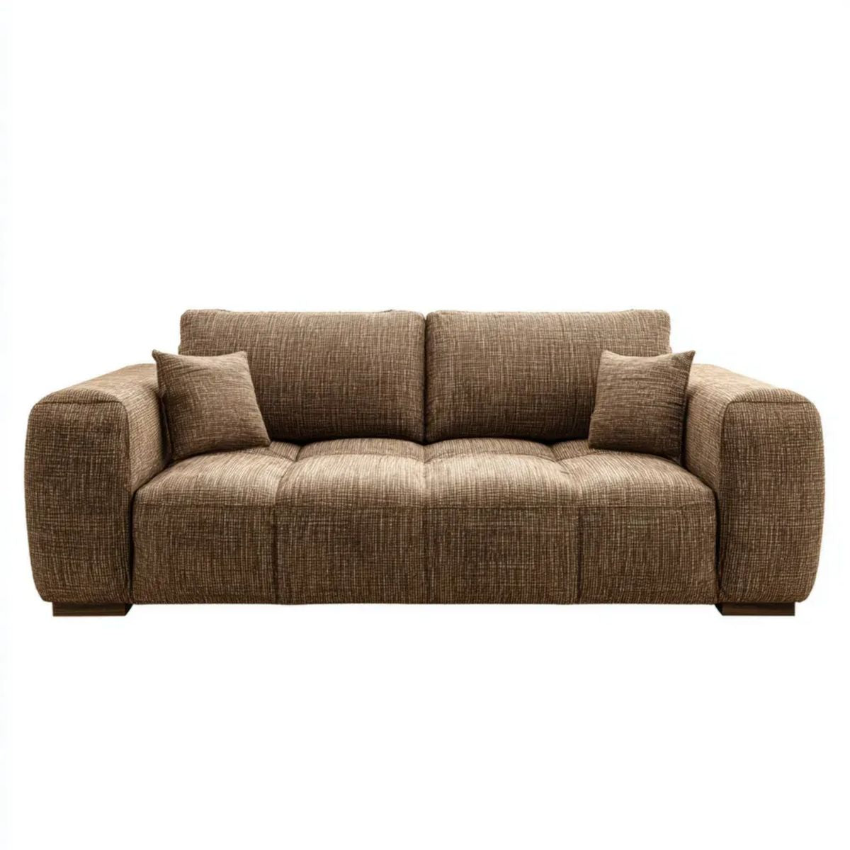 Trzyosobowa sofa brązowa z tapicerką tkaninową, 220 × 95 × 88 cm