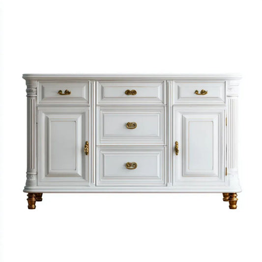 Biała komoda kredensowa z płyty MDF 160 x 45 x 90 cm, 5 szuflad i 2 drzwi