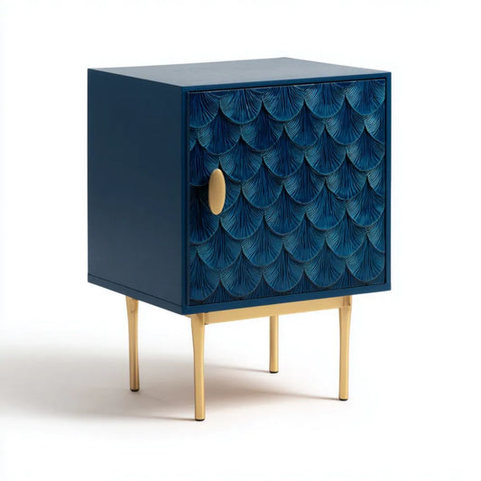 Granatowa szafka z płyty MDF 45 × 35 × 75 cm na złotych stalowych nogach