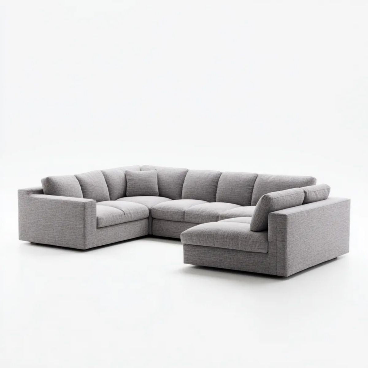 Modułowa sofa narożna w kształcie L z tapicerką poliestrową, szara, 300 × 220 × 85 cm