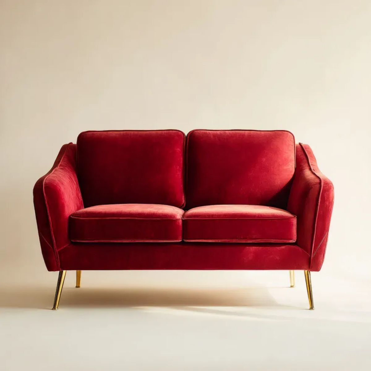 Dwuosobowa sofa aksamitna bordowa ze stalowymi nogami 160 x 85 x 82 cm