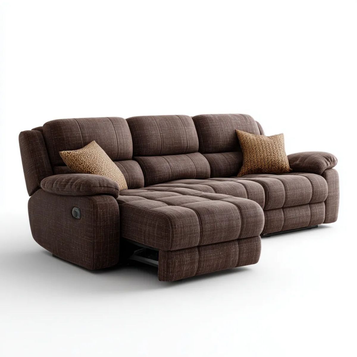 Brązowa sofa 3-osobowa z poliestru z funkcją relaks 220 x 95 x 100 cm