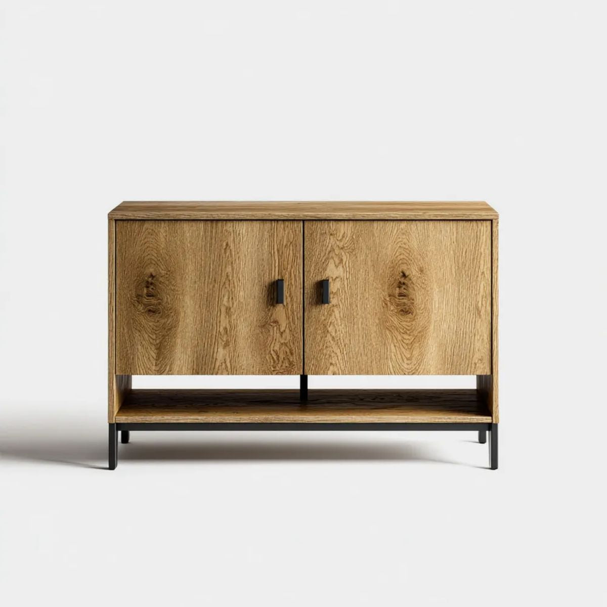 Komoda dwudrzwiowa z płyty wiórowej w kolorze dębu 120 × 40 × 85 cm