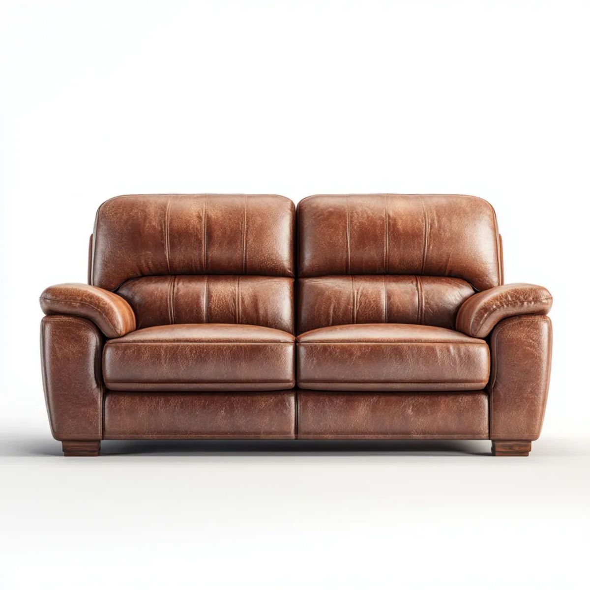 Brązowa sofa dwuosobowa ze skóry syntetycznej 170 x 90 x 95 cm