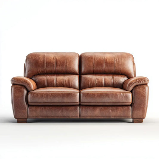 Brązowa sofa dwuosobowa ze skóry syntetycznej 170 x 90 x 95 cm