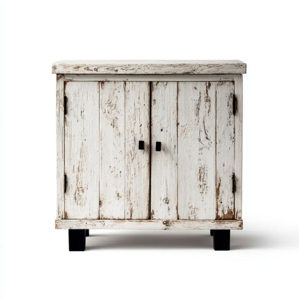 Szafka do przechowywania z 2 drzwiami z litego drewna, biało-czarna, 80 x 40 x 80 cm