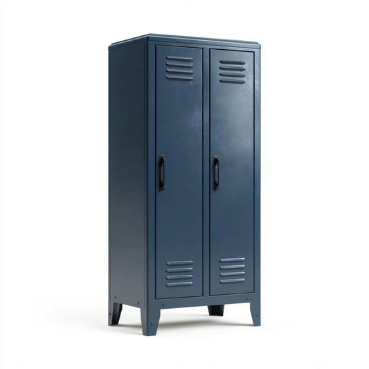 Granatowa metalowa szafa dwudrzwiowa 80 × 40 × 180 cm