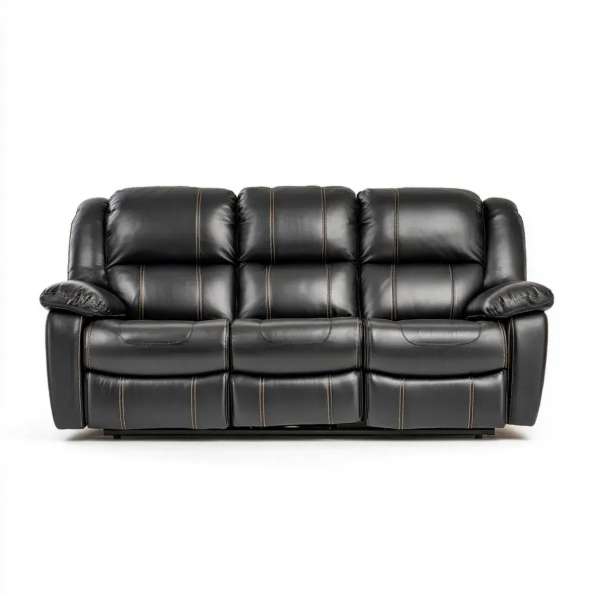 Sofa 3-osobowa z funkcją relaks ze skóry syntetycznej czarna/beżowa 210 x 95 x 102 cm
