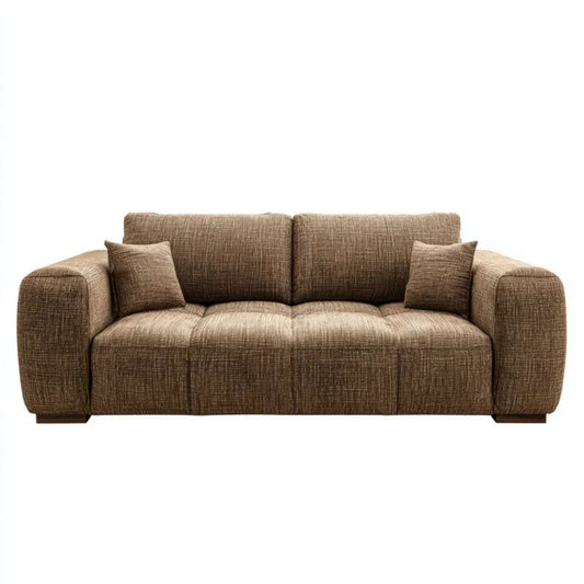 Trzyosobowa sofa brązowa z tapicerką tkaninową, 220 × 95 × 88 cm