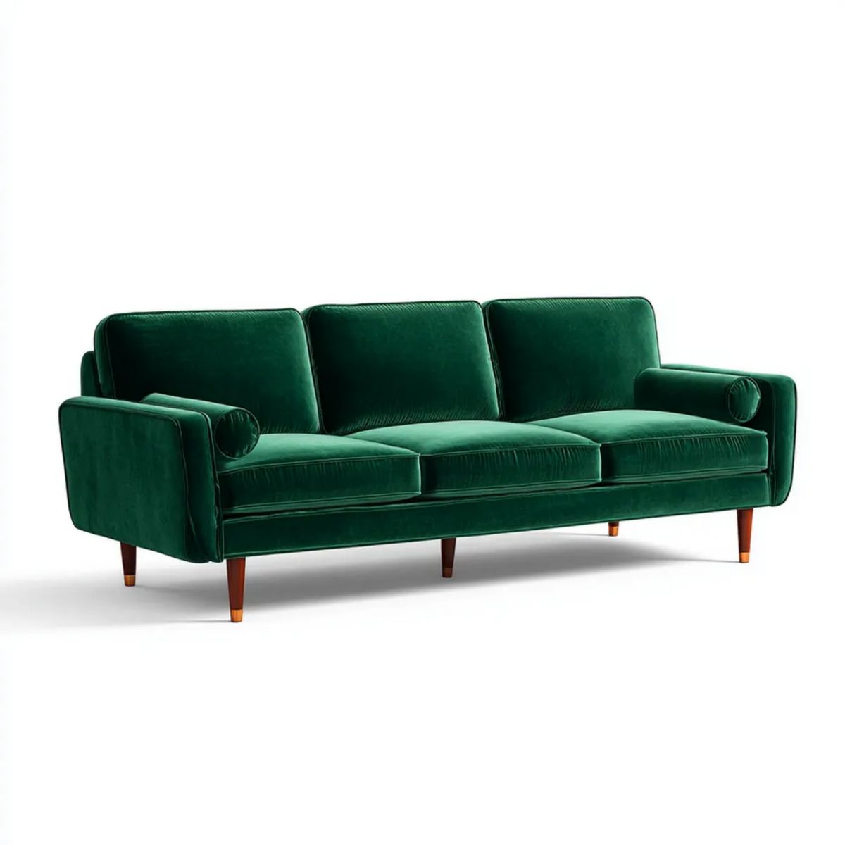 Trzyosobowa sofa aksamitna, ciemnozielona, 220 x 90 x 86 cm