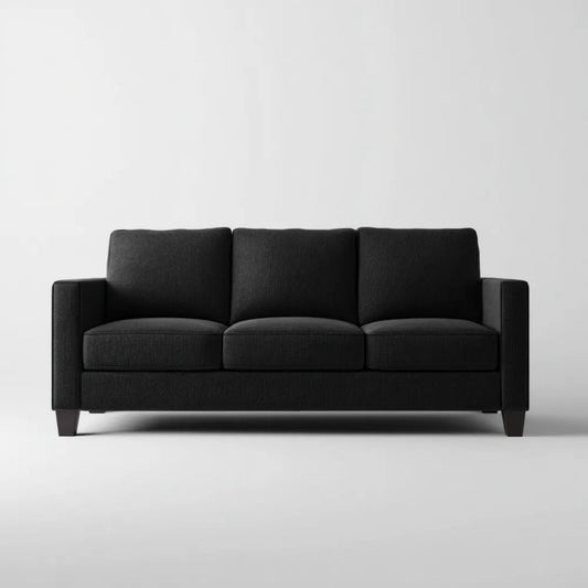 Czarna sofa trzyosobowa z tapicerką poliestrową, 190 x 85 x 86 cm