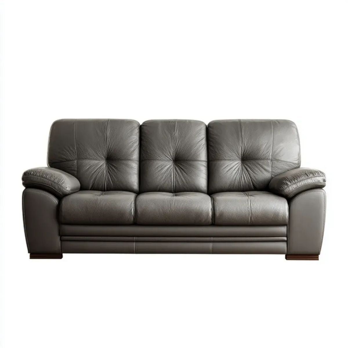 Trzyosobowa sofa ze skóry syntetycznej PU, ciemnoszara, 208 x 92 x 98 cm