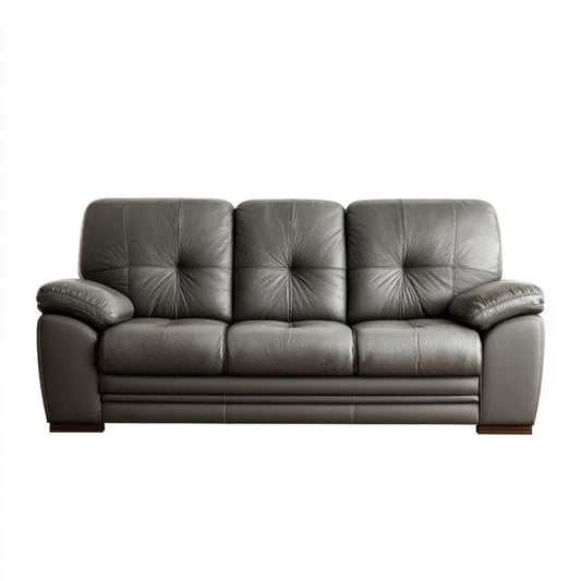 Trzyosobowa sofa ze skóry syntetycznej PU, ciemnoszara, 208 x 92 x 98 cm